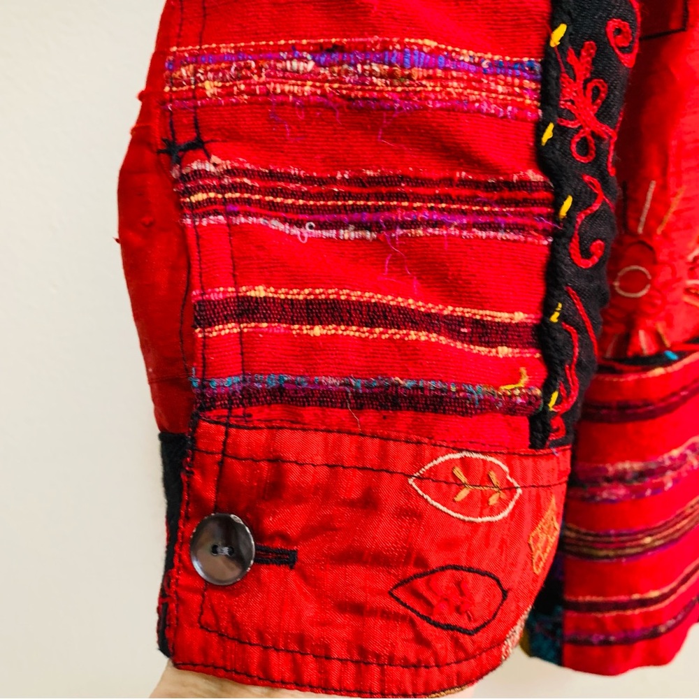 Chico's Multicolor Patchwork Blazer - Red And Bla… - image 3